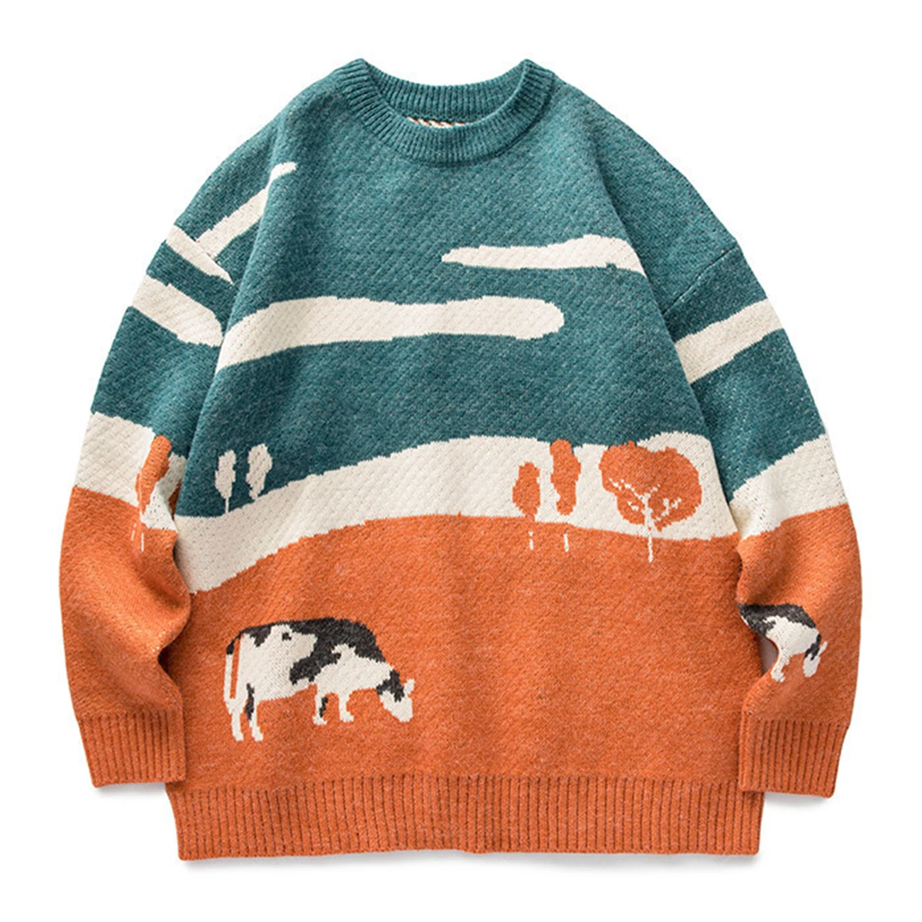 Cow Prairie Knitted Sweater Harajuku Streetwear Clothing Retro Autumn Men Sweater Hip Hop Sweater Pullover Men Vintage
Cow Prairie Knitted Sweater Harajuku Streetwear Clothing Retro Autumn Men Sweater Hip Hop Sweater Pullover Men Vintage