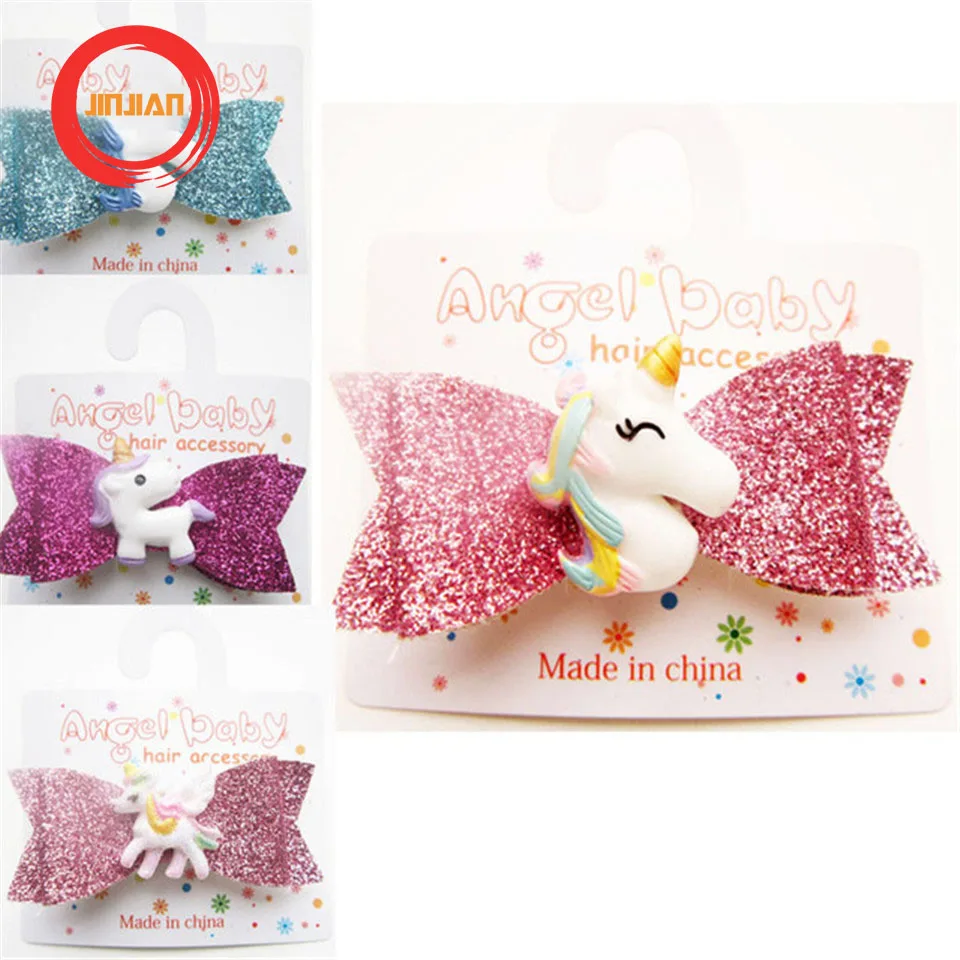 JINJIAN Korean Children Hair bows unicorn hairpin headdress hair accessories girls jewelry cosplay Birthday present Headwear | Аксессуары