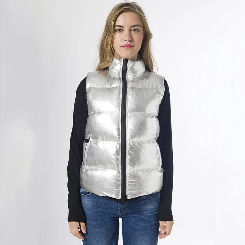 New Women Autumn Winter Short Vest Bright Silver Female Sleeveless Cotton Coats Zipper Waistcoat Stand Collar Outerwear Warm
New Women Autumn Winter Short Vest Bright Silver Female Sleeveless Cotton Coats Zipper Waistcoat Stand Collar Outerwear Warm