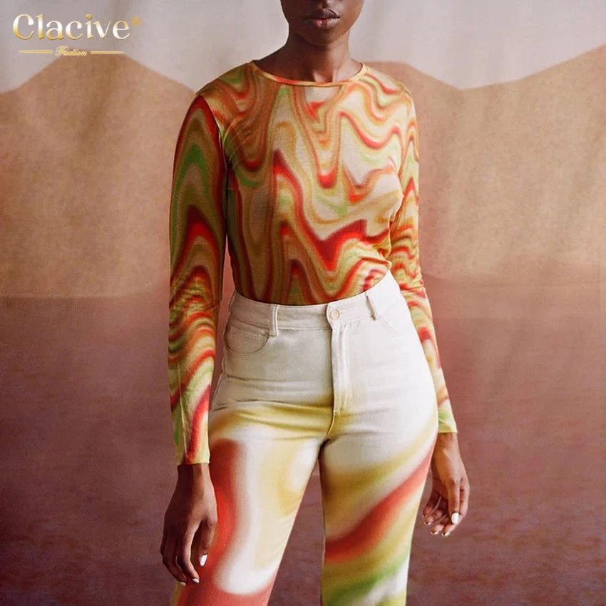 Clacive Bodycon Printed O Neck Ladies Tshirt Fashion Y2k Stripe Long Sleeve Women Tshirt Casual Slim Knitited Female Tops Summer
Clacive Bodycon Printed O Neck Ladies Tshirt Fashion Y2k Stripe Long Sleeve Women Tshirt Casual Slim Knitited Female Tops Summer