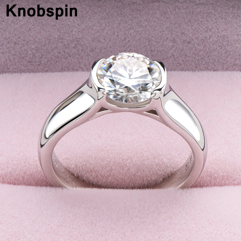

Knobspin Luxury 100% 925 Sterling Silver Real 2 Carats D Color Moissanite Bride Rings For Women Anniversary Gift Fine Jewelry