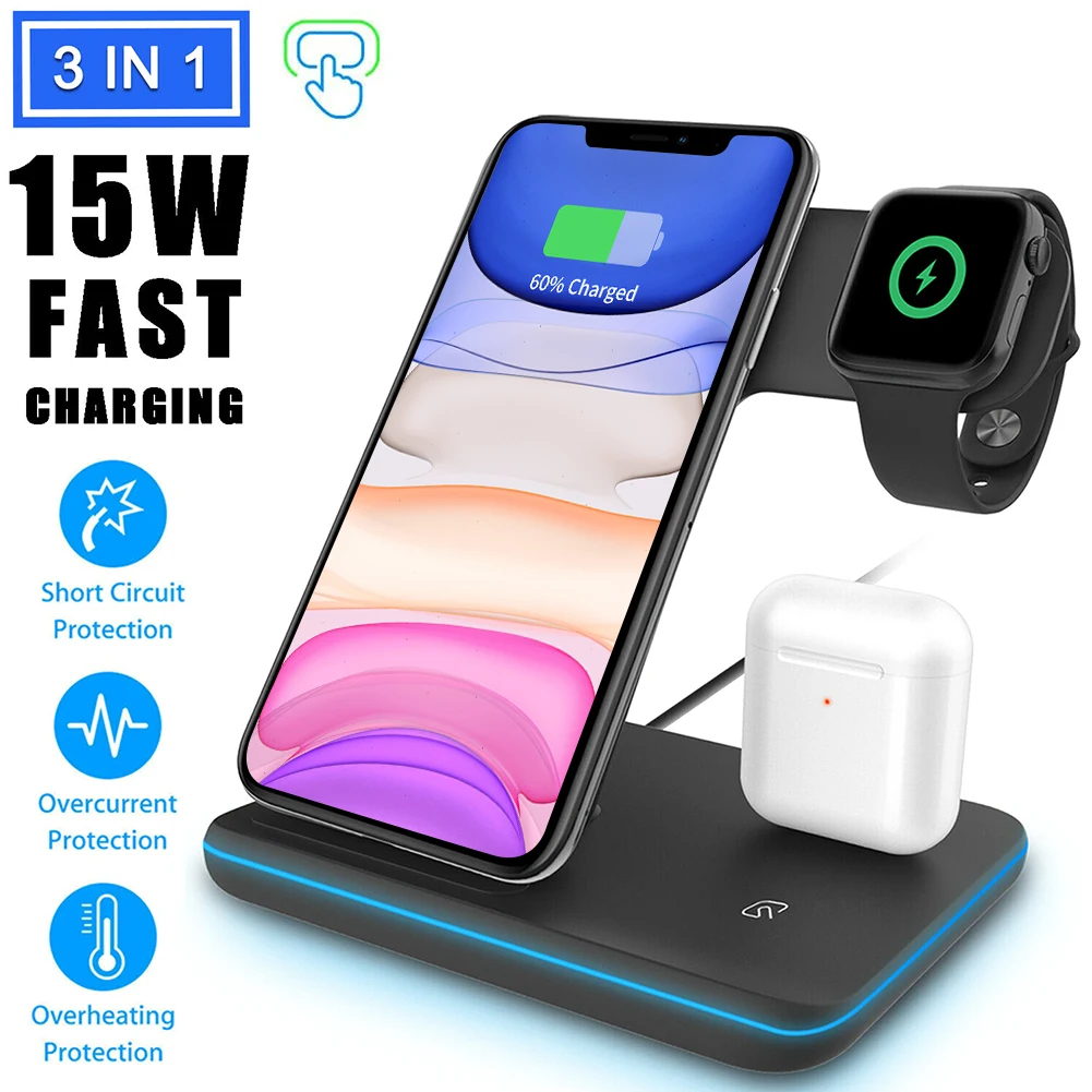 For iPhone 11 Pro Max XS Max 3 In 1 Wireless Charger Charging Station Dock Stand
For iPhone 11 Pro Max XS Max 3 In 1 Wireless Charger Charging Station Dock Stand
