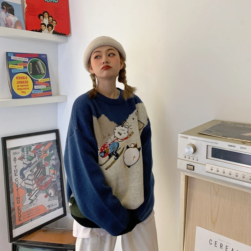2020 new Fashion knitted Crew neck sweater women splice Embroidery printing Cartoon Loose Leisure Long sleeve Girls Friends gift
2020 new Fashion knitted Crew neck sweater women splice Embroidery printing Cartoon Loose Leisure Long sleeve Girls Friends gift