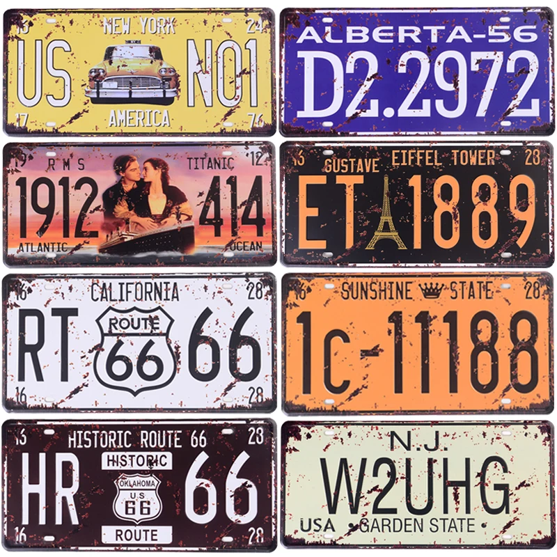 Retro Metal Tin Sign Route 66 Car Number License Plate Plaque Vintage Metal Poster for Bar Club Garage Wall Home Decor 15*30cm
Retro Metal Tin Sign Route 66 Car Number License Plate Plaque Vintage Metal Poster for Bar Club Garage Wall Home Decor 15*30cm