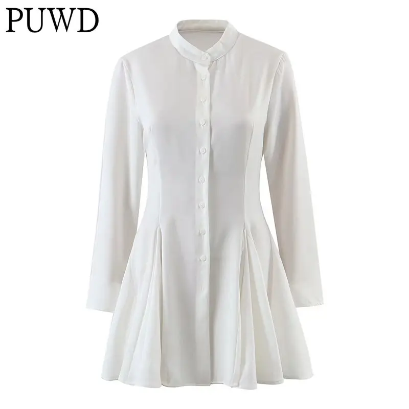 PUWD Elegant Women Long Sleeve Midi Dress 2022 Spring Fahion Ladies Solid Color Single Row Buckle Folds Dresses Female Dress
PUWD Elegant Women Long Sleeve Midi Dress 2022 Spring Fahion Ladies Solid Color Single Row Buckle Folds Dresses Female Dress