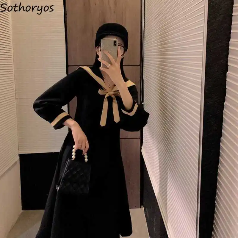 Women Long Sleeve Dresses Sailor-collar Patchwork Student Preppy Bow Sweet Streetwear Designer Slim Elegant High Quality Dress
Women Long Sleeve Dresses Sailor-collar Patchwork Student Preppy Bow Sweet Streetwear Designer Slim Elegant High Quality Dress