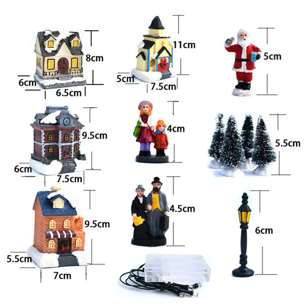 10PCS/set Christmas Glowing House Christmas Trees Resin Village Santa Claus Table Ornamnet 2021 New Year Home Decoration
10PCS/set Christmas Glowing House Christmas Trees Resin Village Santa Claus Table Ornamnet 2021 New Year Home Decoration