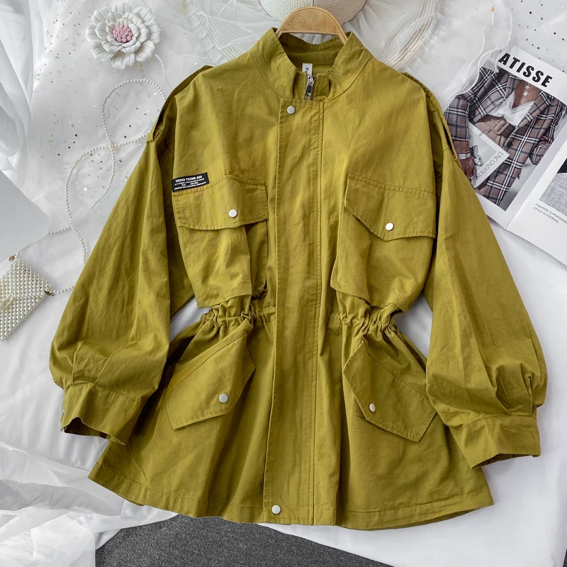 YIZZHOY Spring autumn new Small windbreaker women's loose drawstring waist closing medium and long work clothes casual coat
YIZZHOY Spring autumn new Small windbreaker women's loose drawstring waist closing medium and long work clothes casual coat