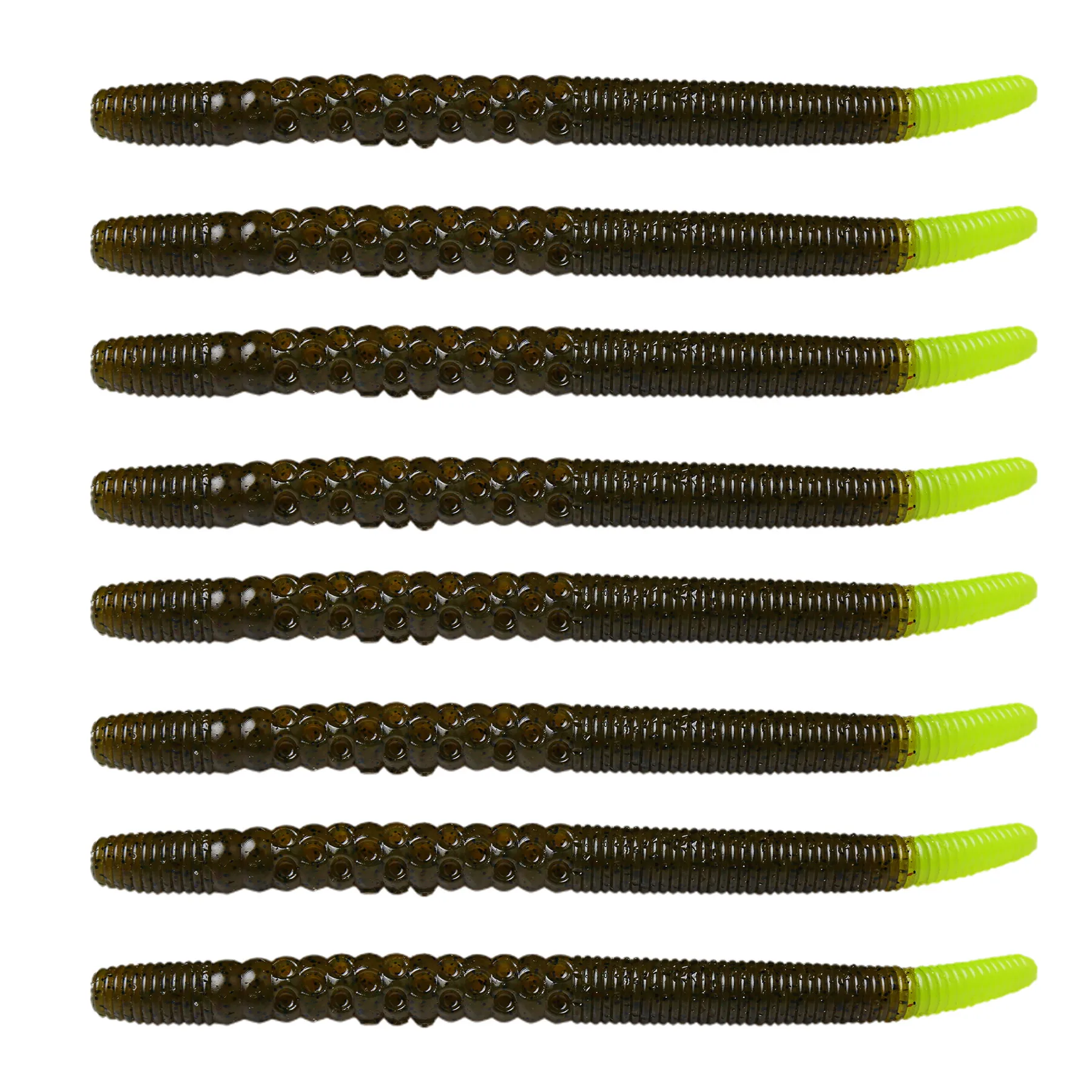 Soft Plastic Lure 5.5g/122mm 8pcs Stickbait Worm Baits for Bass Fishing Texas Carolina Rigs Brown Green Tail 
Soft Plastic Lure 5.5g/122mm 8pcs Stickbait Worm Baits for Bass Fishing Texas Carolina Rigs Brown Green Tail