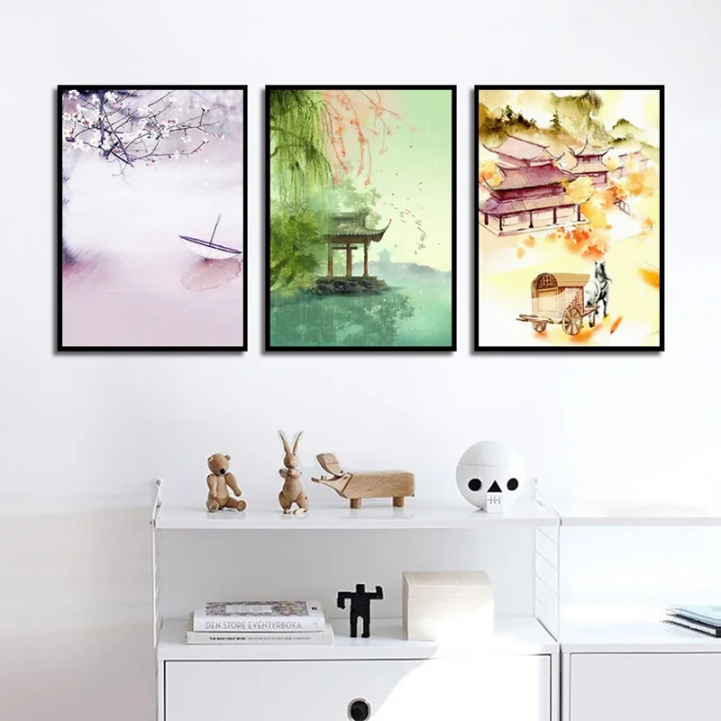 Chinese Style Hanging Wall Art Flower Willow Rain Pavilion Print Picture Canvas Painting Home Decor Poster For Living Room
Chinese Style Hanging Wall Art Flower Willow Rain Pavilion Print Picture Canvas Painting Home Decor Poster For Living Room