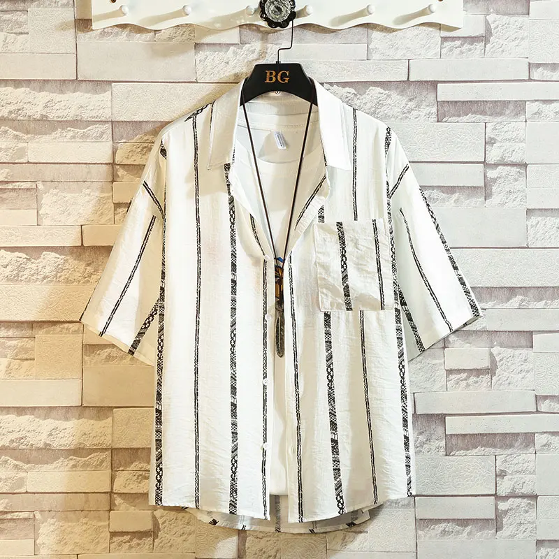 Plus Size 5XL-M Summer Short Sleeve Striped Shirts Men Clothing 2021 Simple Front Pocket Casual Loose Blouse Homme Black/White
Plus Size 5XL-M Summer Short Sleeve Striped Shirts Men Clothing 2021 Simple Front Pocket Casual Loose Blouse Homme Black/White