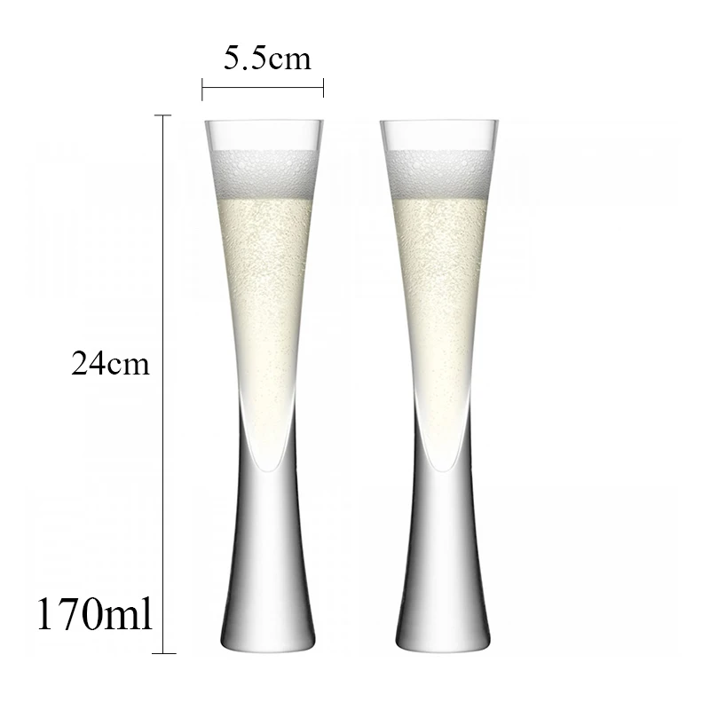 2 Pcs Champagne Glasses Glitter Flutes Clear Cups Bubble Wine Tulip Cocktail for Bar Party Gift Wedding Dress | Дом и сад