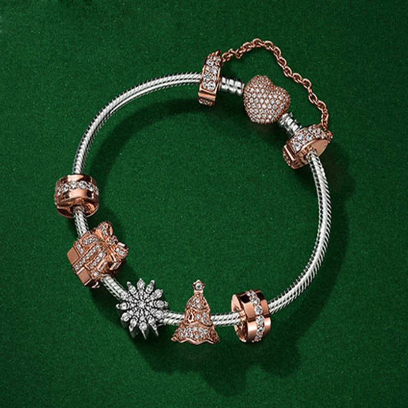 NEW 925 Sterling Silver Sparkling Surprise & Twinkling Christmas Tree Charms Fit Bracelets Rose & Clear CZ Women DIY Gift
NEW 925 Sterling Silver Sparkling Surprise & Twinkling Christmas Tree Charms Fit Bracelets Rose & Clear CZ Women DIY Gift