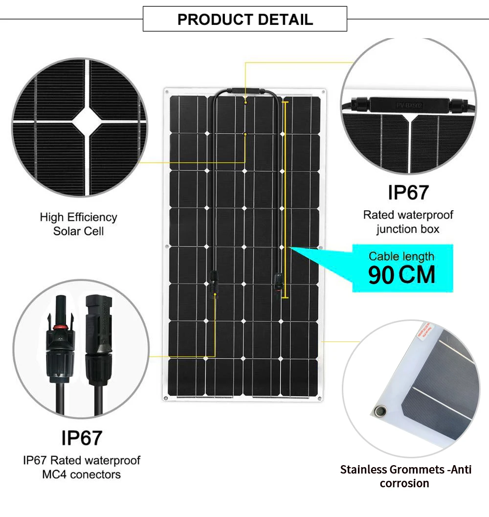 Супер полная мощность 100 Вт 18 в портативные солнечные панели 200 300 400 600 RV travel