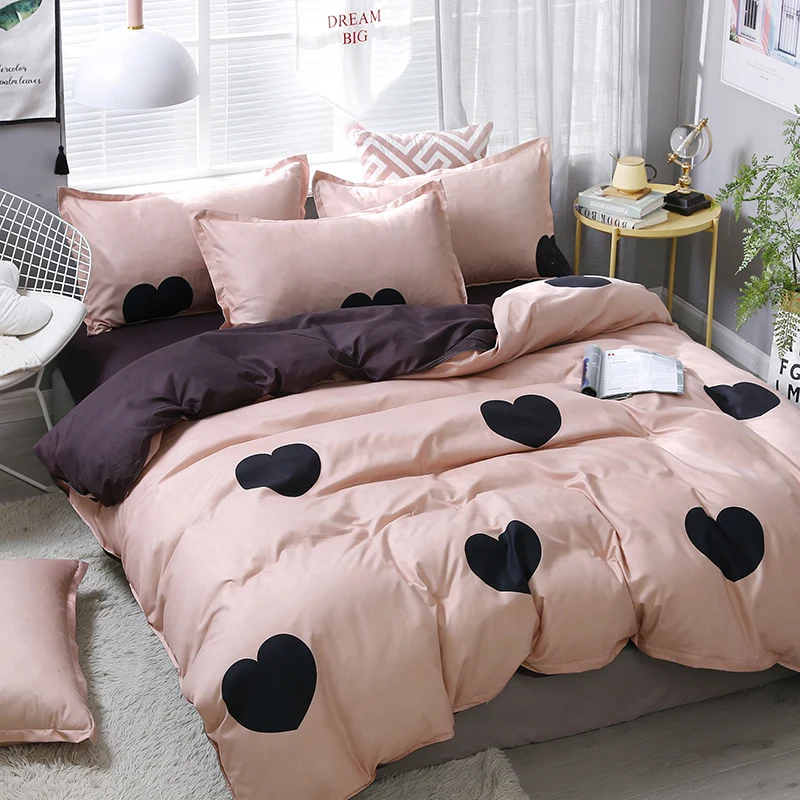 Pink Black Heart Pattern Comforter Bedding Set Cute Luxury Fashion King Queen Twin Size Bed Linen Duvet Cover Set Gifts
Pink Black Heart Pattern Comforter Bedding Set Cute Luxury Fashion King Queen Twin Size Bed Linen Duvet Cover Set Gifts