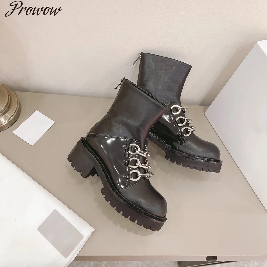 Prowow New Shoes Women Winter Genuine Leather Mid Calf Platform Boots Round Toe High Heels Metal Decor Boots Zapatos Mujer
Prowow New Shoes Women Winter Genuine Leather Mid Calf Platform Boots Round Toe High Heels Metal Decor Boots Zapatos Mujer