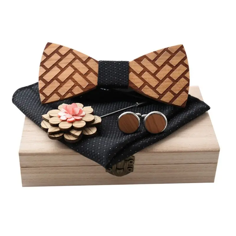 Fashion Brooch Bow Tie Hanky Cufflinks Set Wooden Corsage Men Women Jewelry A0NF
Fashion Brooch Bow Tie Hanky Cufflinks Set Wooden Corsage Men Women Jewelry A0NF