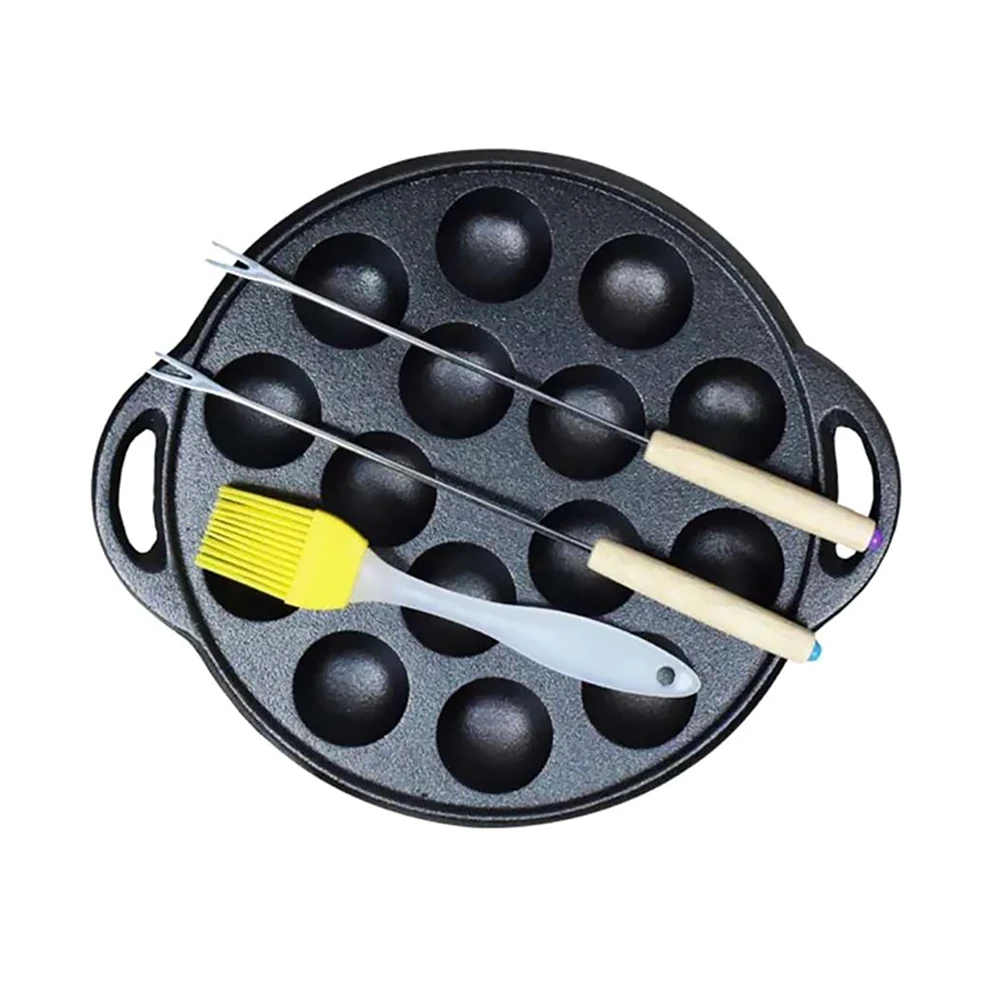 1 Set 26cm Takoyaki Mold Nonstick 15-Holes Iron Snail Pan Kitchen Casting Iron Pan Thickened Frying Pan With 1 Brush and 2 Forks
1 Set 26cm Takoyaki Mold Nonstick 15-Holes Iron Snail Pan Kitchen Casting Iron Pan Thickened Frying Pan With 1 Brush and 2 Forks
