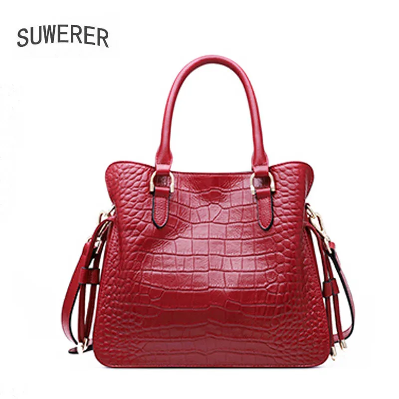 SUWERER 2020 New Women leather bags fashion Crocodile pattern luxury handbags women bags designer leather women handbags
SUWERER 2020 New Women leather bags fashion Crocodile pattern luxury handbags women bags designer leather women handbags