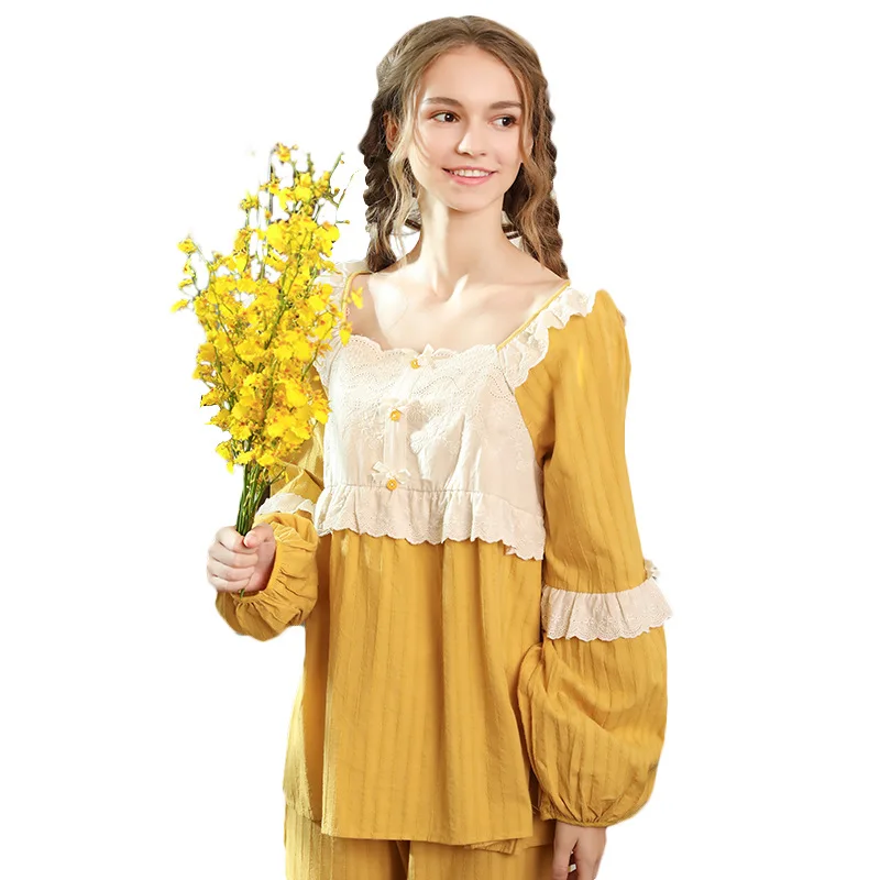 Pajamas Women's Autumn and Winter Cotton Large Lace Women's Long Sleeve Court Cute Princess Cotton Homewear Suit Nightdress
Pajamas Women's Autumn and Winter Cotton Large Lace Women's Long Sleeve Court Cute Princess Cotton Homewear Suit Nightdress