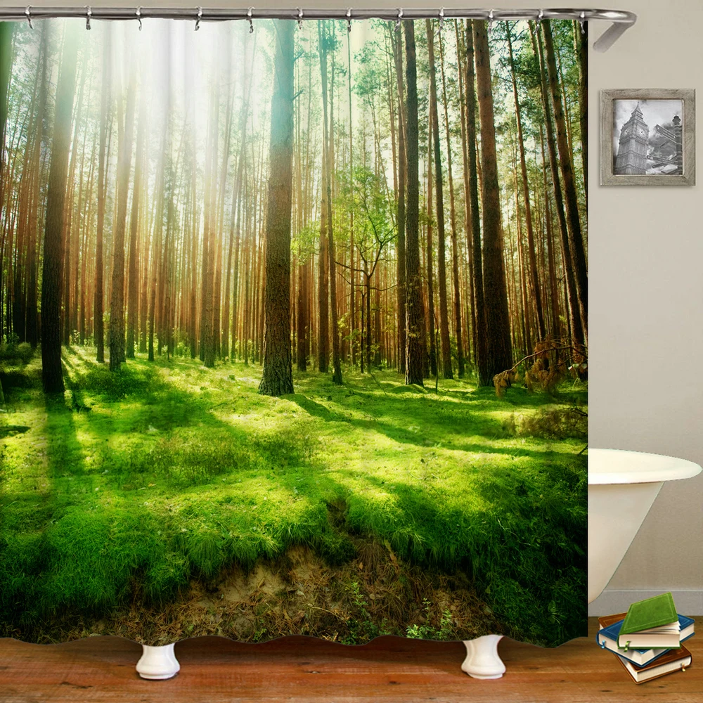 3D Natural Forest Tree Scenery Waterproof Shower Curtains Drapes Polyester Fabric landscape Bathroom Curtain With Hooks
3D Natural Forest Tree Scenery Waterproof Shower Curtains Drapes Polyester Fabric landscape Bathroom Curtain With Hooks