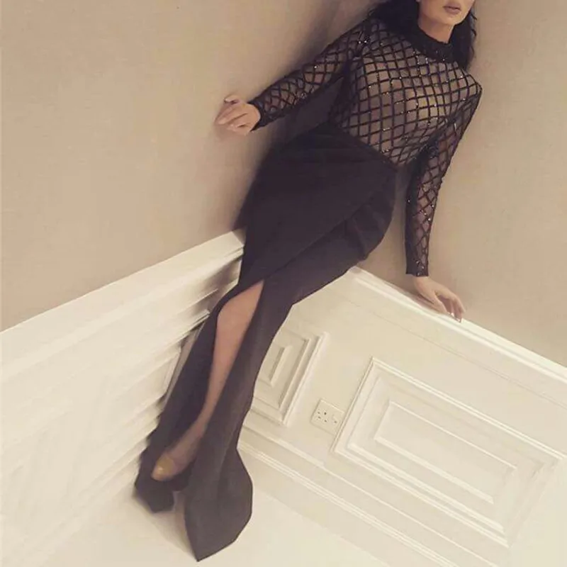 Black Muslim Evening Dresses Mermaid Long Sleeves Lace Bead Slit Dubai Saudi Arabic Long Evening Gown Prom
Black Muslim Evening Dresses Mermaid Long Sleeves Lace Bead Slit Dubai Saudi Arabic Long Evening Gown Prom
