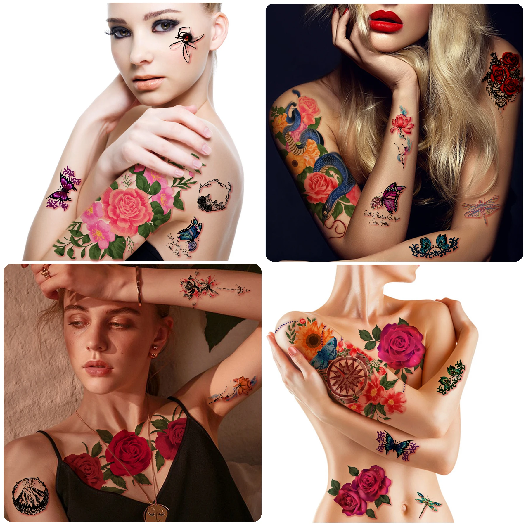 49 sheet colorful large small Flowers Rose Waterproof Sexy for Men Women BIg Arm Body Art Legs Stickers Fake Tattoo Paper
49 sheet colorful large small Flowers Rose Waterproof Sexy for Men Women BIg Arm Body Art Legs Stickers Fake Tattoo Paper