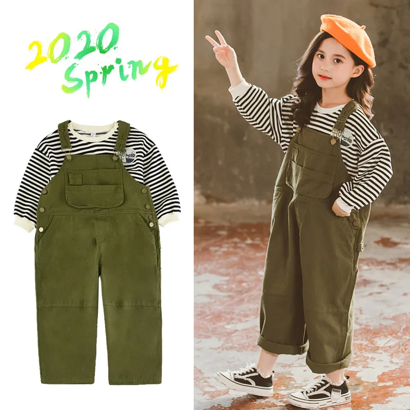 4-12 Years Kids Clothing Sets Casual Korean Striped Long Sleeve Shirt Army Green Overalls 2pcs Big Girls Suit 2020 Spring Autumn
4-12 Years Kids Clothing Sets Casual Korean Striped Long Sleeve Shirt Army Green Overalls 2pcs Big Girls Suit 2020 Spring Autumn