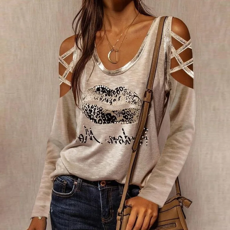 2021 Sexy Off Shoulder Rhombus Leopard Blouse Shirts Spring O-Neck Loose Pullover Tops Women Summer Hollow Out Long Sleeve Blusa 
2021 Sexy Off Shoulder Rhombus Leopard Blouse Shirts Spring O-Neck Loose Pullover Tops Women Summer Hollow Out Long Sleeve Blusa