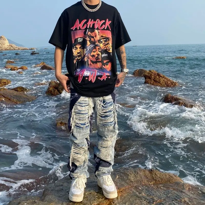Summer Korean Men's American West Coast Rock Portrait Rap Printing T-shirt Trendy Hip-hop Round Neck Casual Men's Short Sleeves
Summer Korean Men's American West Coast Rock Portrait Rap Printing T-shirt Trendy Hip-hop Round Neck Casual Men's Short Sleeves