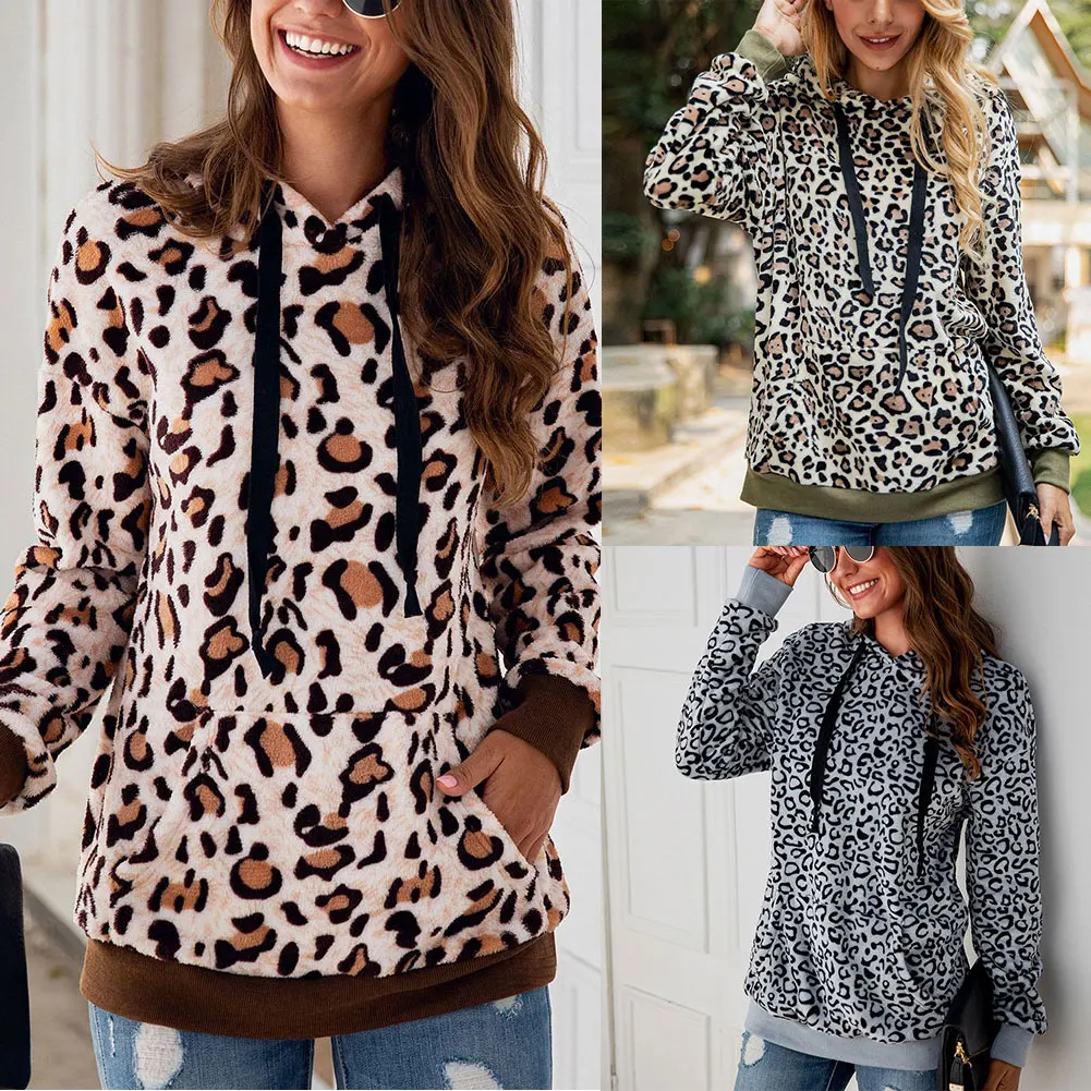 Women's Leopard Long Sleeve Hoodies Loose Casual Hooded Sweatshirt Pullover Up Blouse For Female Spring Autumn
Women's Leopard Long Sleeve Hoodies Loose Casual Hooded Sweatshirt Pullover Up Blouse For Female Spring Autumn
