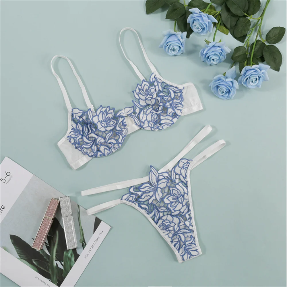 Сексуальный кружевной комплект нижнего белья с вышивкой
Сексуальный кружевной комплект нижнего белья с вышивкой