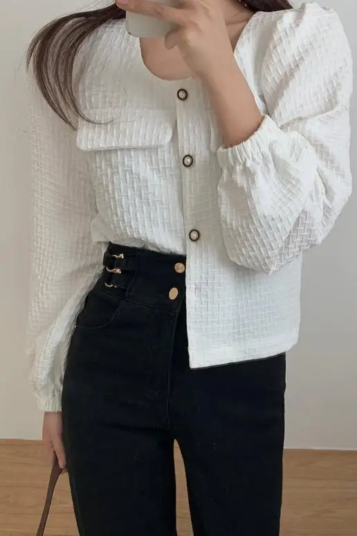 2021 Korean Style Puff Sleeve Single Breasted Jackets Plaid Slim Vintage Short Coat Women Elegant Square Collar Ladies Jackets 
2021 Korean Style Puff Sleeve Single Breasted Jackets Plaid Slim Vintage Short Coat Women Elegant Square Collar Ladies Jackets