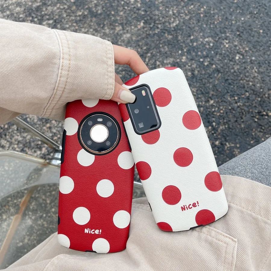 Fashion Cartoon Polka Dots Shockproof PU Rubber Back Case For Huawei P30 40 Pro Mate20/30 Pro Soft Silicone Phone Cover Skin
Fashion Cartoon Polka Dots Shockproof PU Rubber Back Case For Huawei P30 40 Pro Mate20/30 Pro Soft Silicone Phone Cover Skin