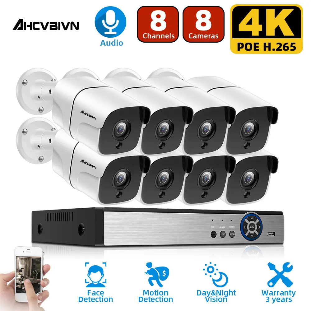 8CH 4K Ultra HD Video Security Surveillance System H.265+ CCTV Kit 8MP DVR Outdoor Home Waterproof CCTV Camera System
8CH 4K Ultra HD Video Security Surveillance System H.265+ CCTV Kit 8MP DVR Outdoor Home Waterproof CCTV Camera System