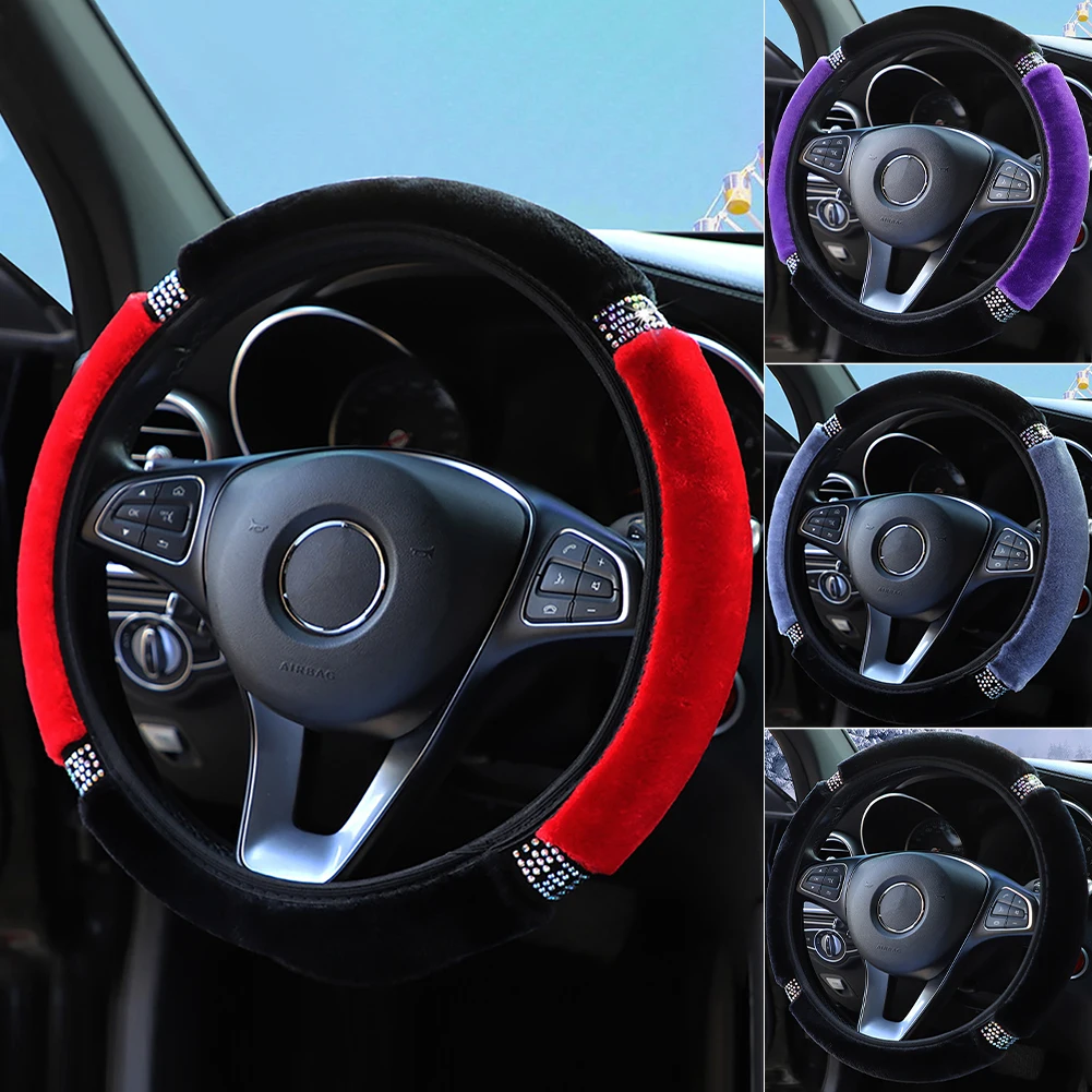 15" Car Steering Wheel Cover Winter Warm Fleece Cover Bling Rhinestones Interior For 37-38cm Auto Decoration Accessories
15" Car Steering Wheel Cover Winter Warm Fleece Cover Bling Rhinestones Interior For 37-38cm Auto Decoration Accessories