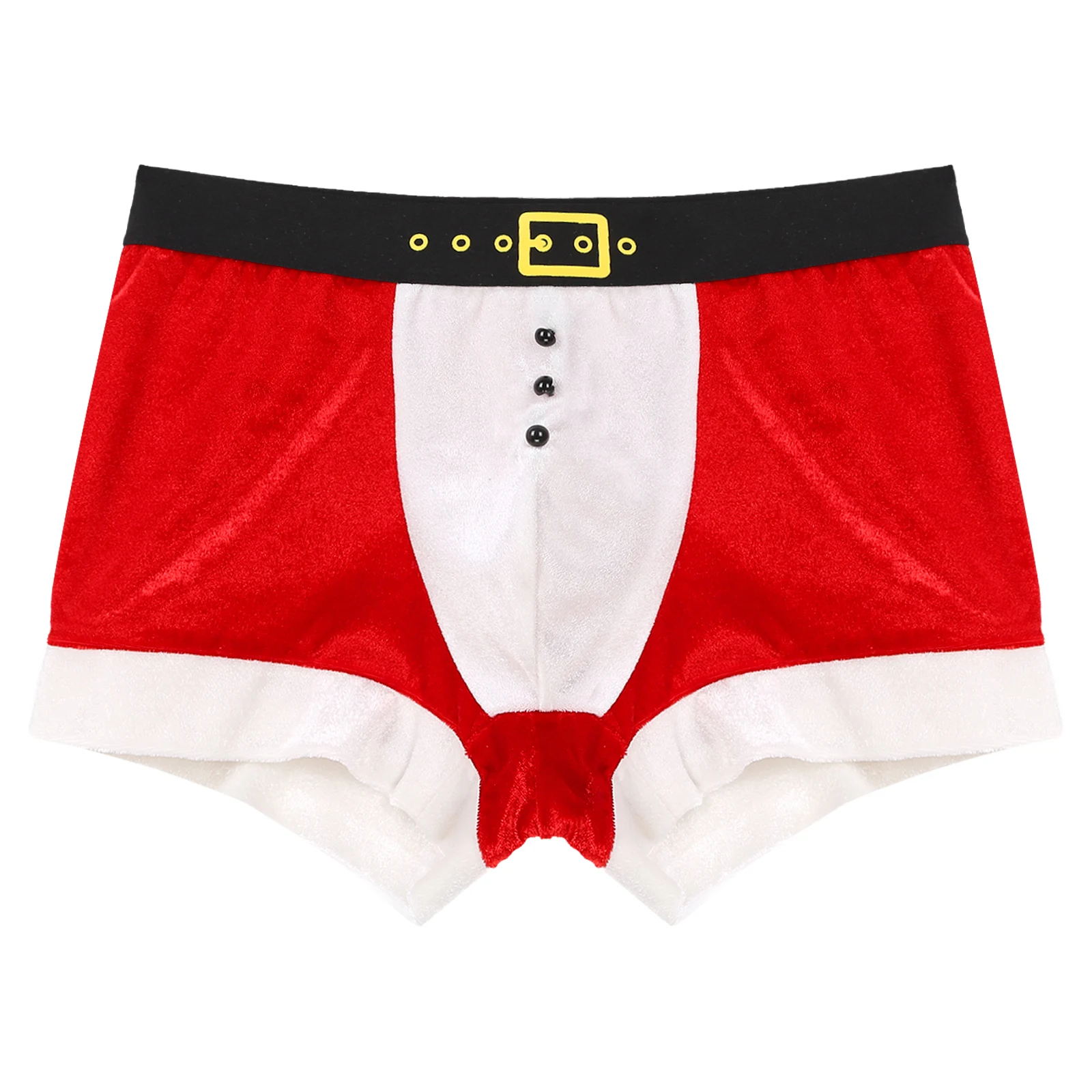

Men Color Block Velvet Boxers Elastic Waistband Boxer Brief Low Waist Bulge Pouch Shorts Christmas Gift