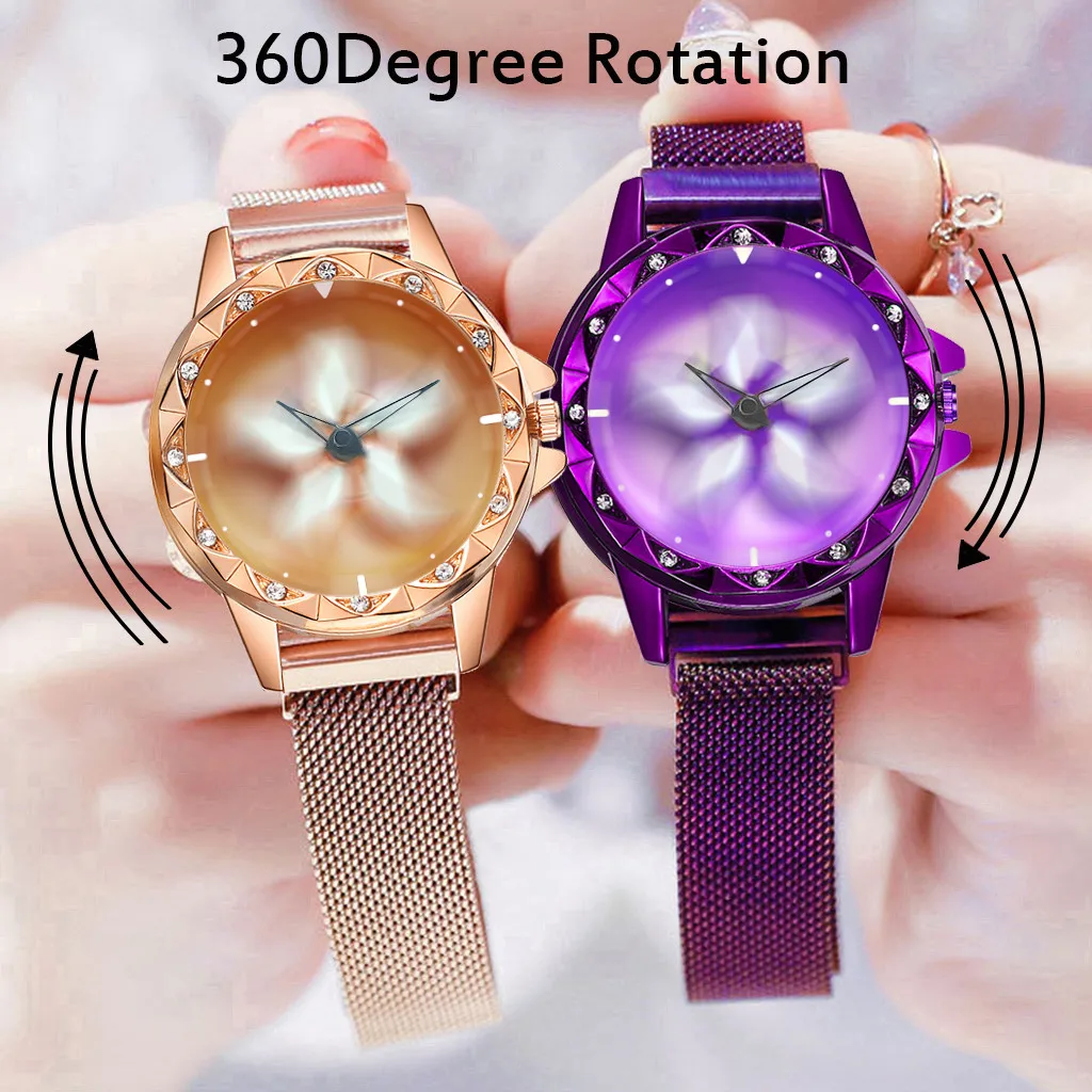 Fashion Women Watches Quartz Magnet Buckle Flower Rotation Watch Luxury Female Clock Wristwatch Ladies Analog Sports Wrist Watch 
Fashion Women Watches Quartz Magnet Buckle Flower Rotation Watch Luxury Female Clock Wristwatch Ladies Analog Sports Wrist Watch