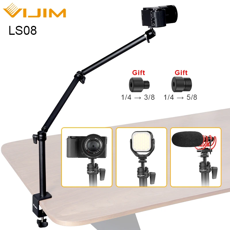 VIJIM LS08 Desk Mount Stand C-clamp Mount Flexible Arm Extend Light Stand With 360° Ballhead Microphone Stand Ring Light Bracket
VIJIM LS08 Desk Mount Stand C-clamp Mount Flexible Arm Extend Light Stand With 360° Ballhead Microphone Stand Ring Light Bracket