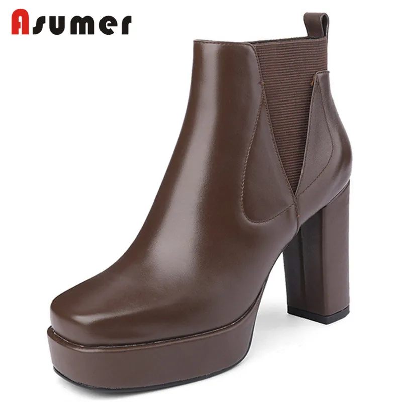 Asumer 2022 New Arrive High Heels Platform Shoes Women Ankle Boots Genuine Leather Shoes Square Toe Vintage Boots Women
Asumer 2022 New Arrive High Heels Platform Shoes Women Ankle Boots Genuine Leather Shoes Square Toe Vintage Boots Women