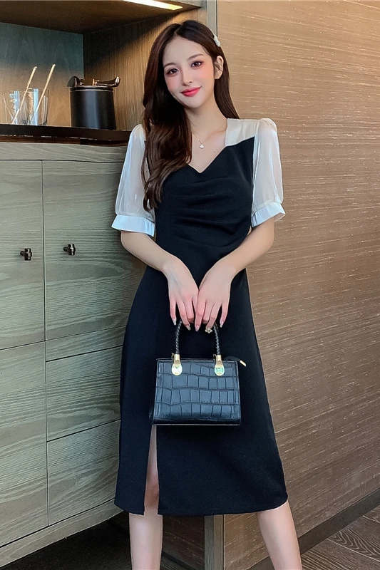 COIGARSAM Patchwork Women one-piece dress korean New Summer Full Sleeve Mesh V-Neck Dresses Black 9588
COIGARSAM Patchwork Women one-piece dress korean New Summer Full Sleeve Mesh V-Neck Dresses Black 9588
