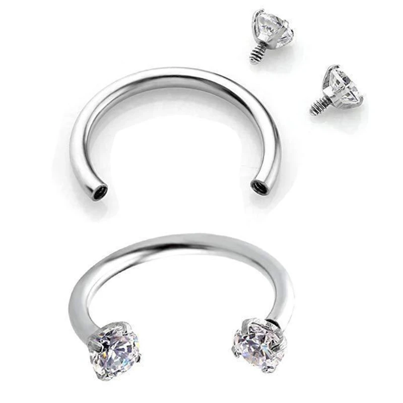 Cubic Zirconia Stainless Steel Horseshoe Hoop Multi-Functional Captive Ring for Nose Daith Lip Eyebrow Ear Cartilage
Cubic Zirconia Stainless Steel Horseshoe Hoop Multi-Functional Captive Ring for Nose Daith Lip Eyebrow Ear Cartilage