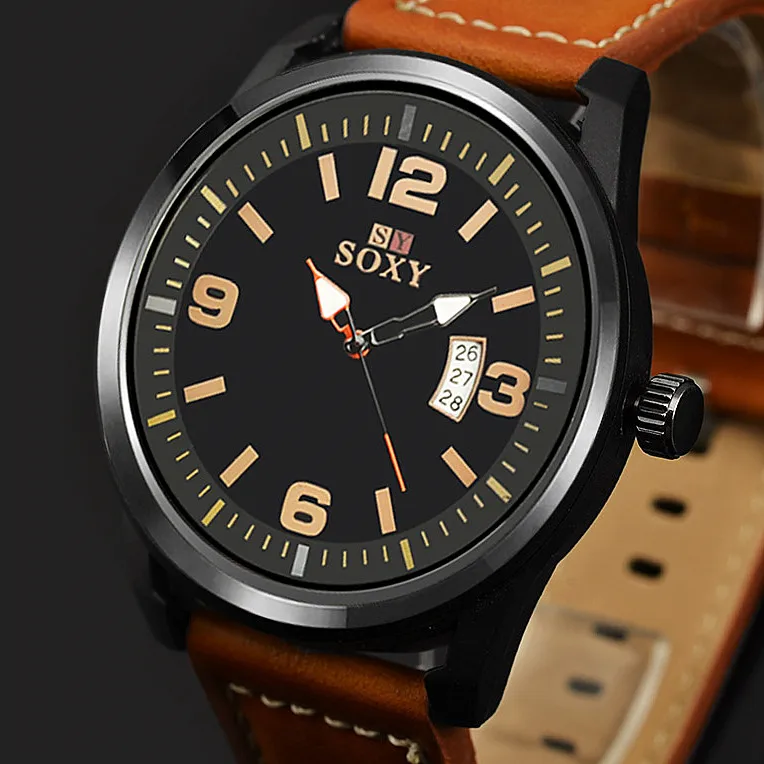 SOXY Men's Watch Luxury Wristwatch Leatherl Mens Watches TOP BrandSports Zone Military Male Clock erkek saat Dropshipping
SOXY Men's Watch Luxury Wristwatch Leatherl Mens Watches TOP BrandSports Zone Military Male Clock erkek saat Dropshipping
