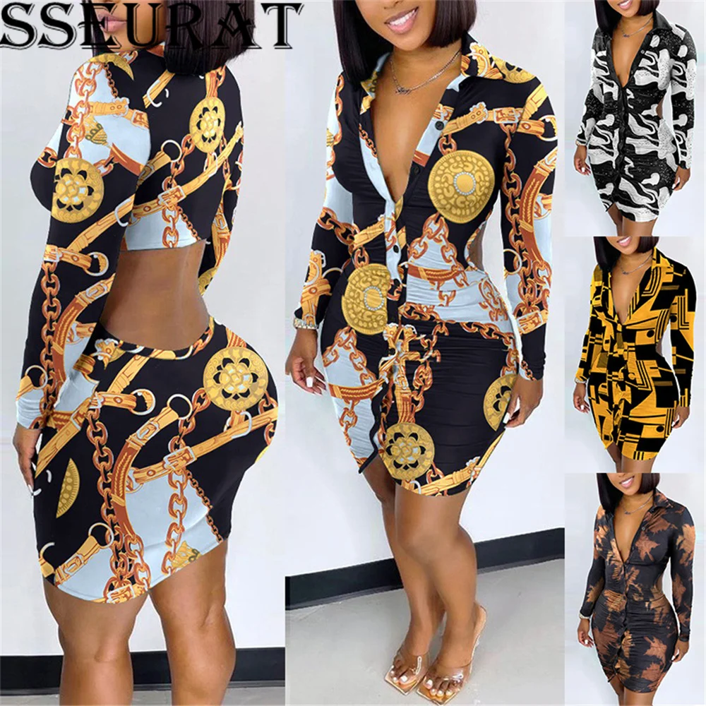 SSEURAT Women Autumn Backless Party Dresses Chain Print Stand Collar Single-breasted Shirt Dress Beach Dress
SSEURAT Women Autumn Backless Party Dresses Chain Print Stand Collar Single-breasted Shirt Dress Beach Dress