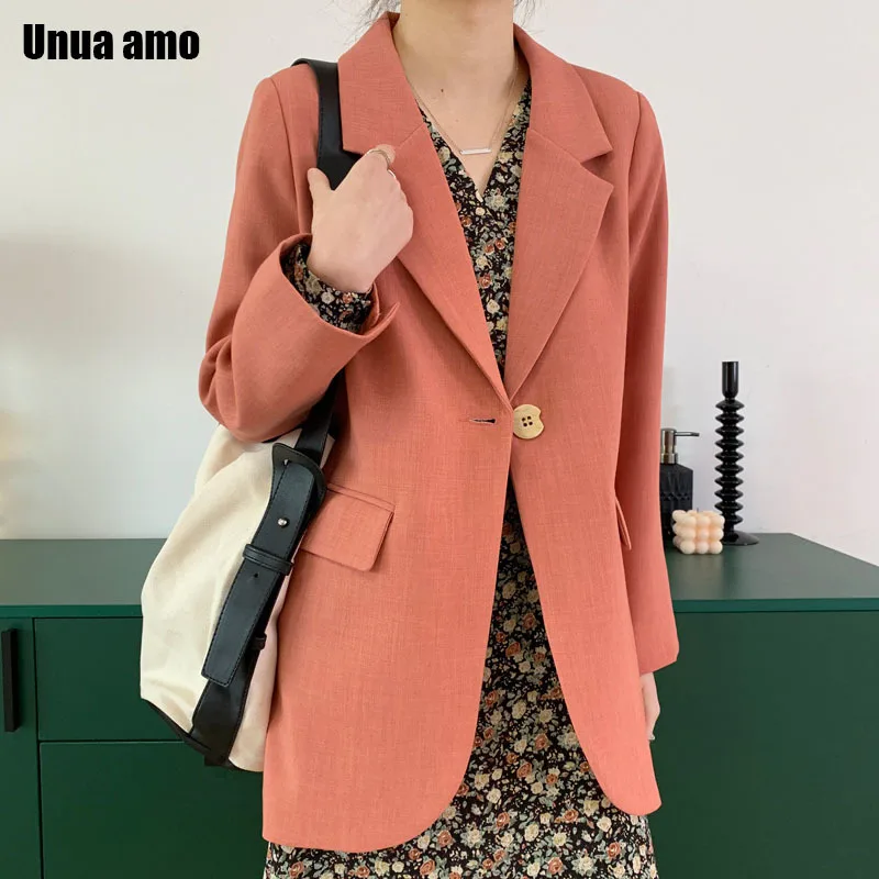 Unua amo 2021 Chic Loose Women Blazer Spring Autumn Single Buttons Female Korean Style Fashion Suit Jacket Full Sleeve Outwear
Unua amo 2021 Chic Loose Women Blazer Spring Autumn Single Buttons Female Korean Style Fashion Suit Jacket Full Sleeve Outwear