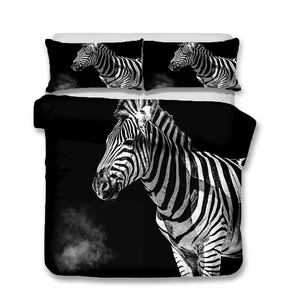 

Zebra Black Duvet Cover Set Twin King Full Double Bedclothes Pillowshams Duvet Cover Set Bedding Set 2/3Pcs Duvet Cover Set