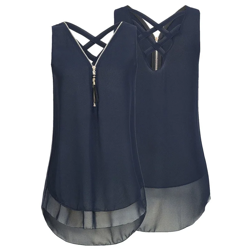 2021V Collar Sleeveless Zipper Cross Strap Loose Chiffon Shirt Vest womens clothing
2021V Collar Sleeveless Zipper Cross Strap Loose Chiffon Shirt Vest womens clothing