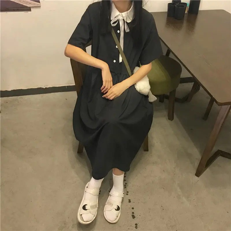 HOUZHOU Women's Dress Summer Black Kawaii Long Dress Cute Sweet Girl Preppy Style Vintage Oversize Streetwear Korean Fashion
HOUZHOU Women's Dress Summer Black Kawaii Long Dress Cute Sweet Girl Preppy Style Vintage Oversize Streetwear Korean Fashion