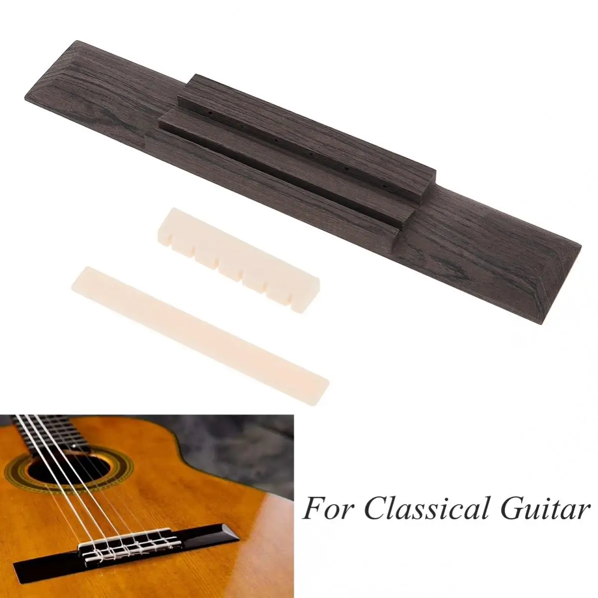 1 Set Durable Rosewood Classical Guitar Bridge Pad + Saddle / Nut Guitar Parts for 40 41 Inch Guitar
1 Set Durable Rosewood Classical Guitar Bridge Pad + Saddle / Nut Guitar Parts for 40 41 Inch Guitar