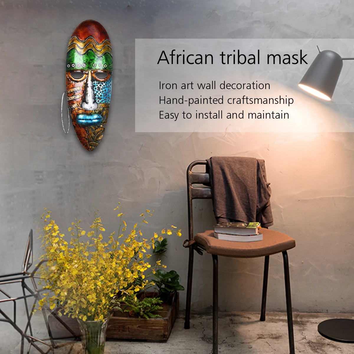 Tooarts African Face Mask Art Wall Hanging Iron Mask Wall Decoration African Tribal Culture Home or Garden Decor Colorful
Tooarts African Face Mask Art Wall Hanging Iron Mask Wall Decoration African Tribal Culture Home or Garden Decor Colorful